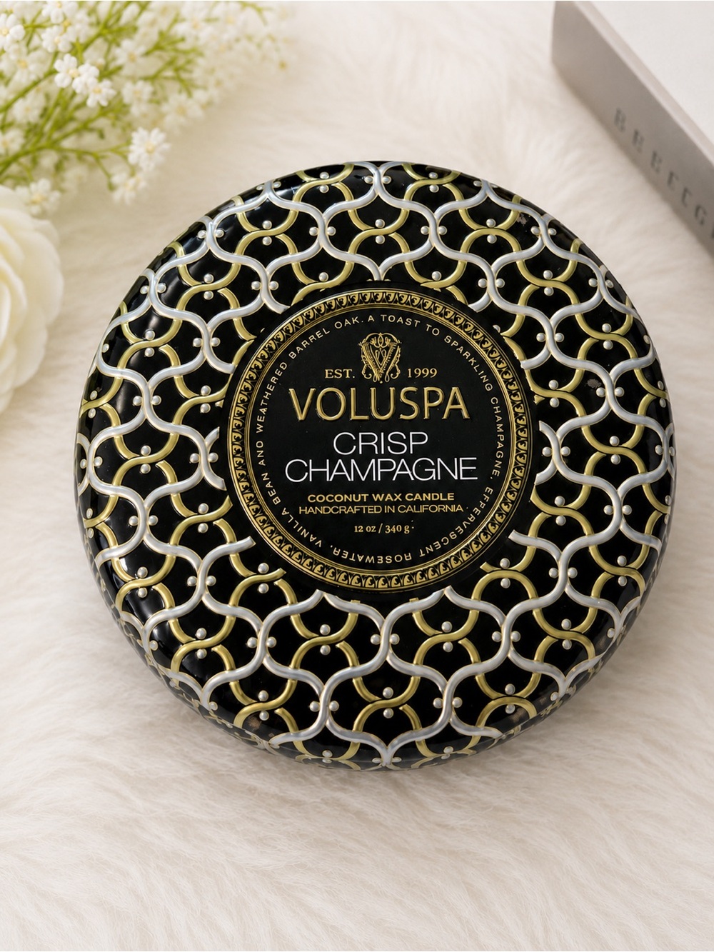 Voluspa Crisp Champagne Coconut Wax Candle 12 oz 340g Luxury Home